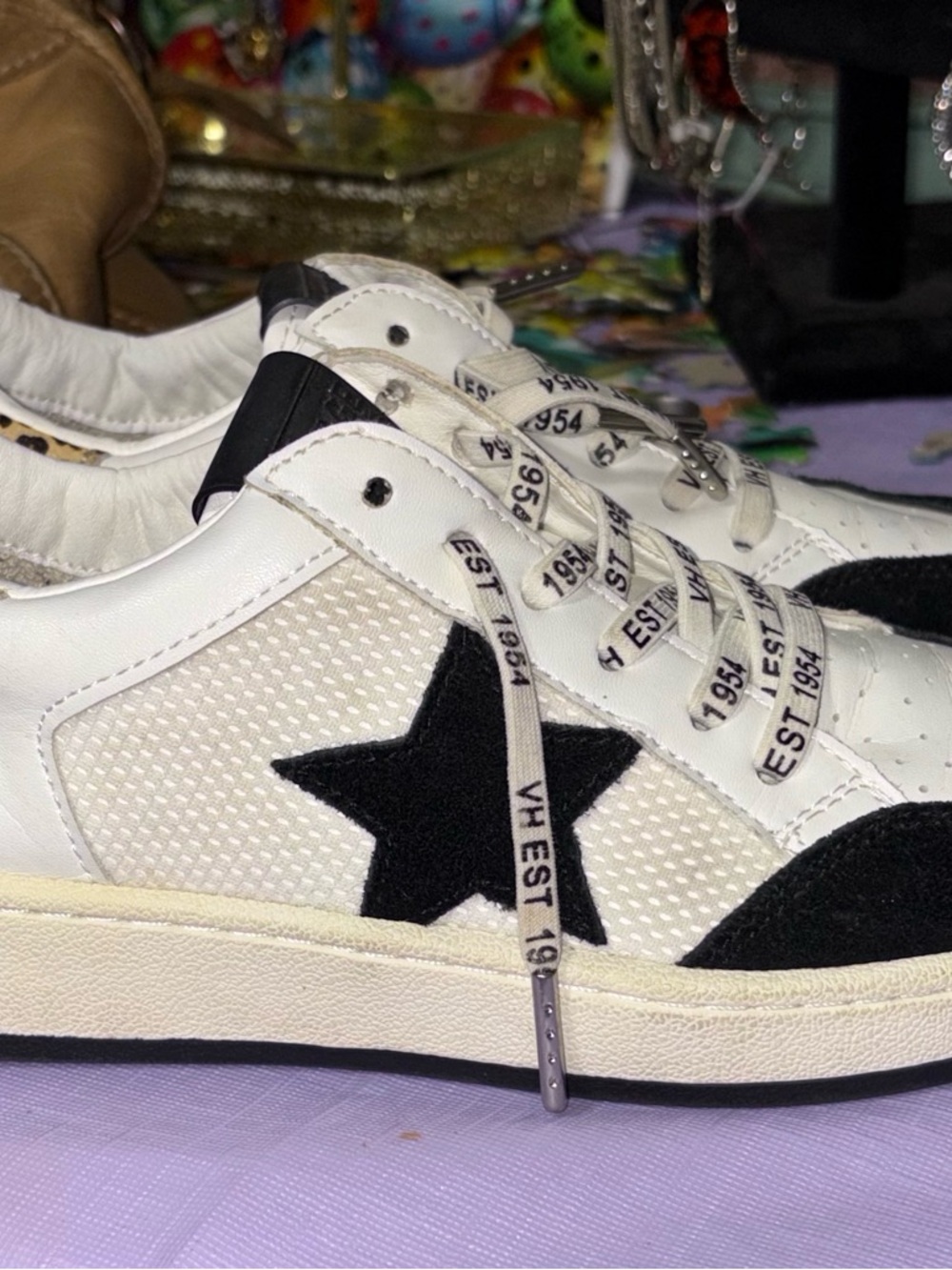 Vintage Havana White and Black Star Sneakers